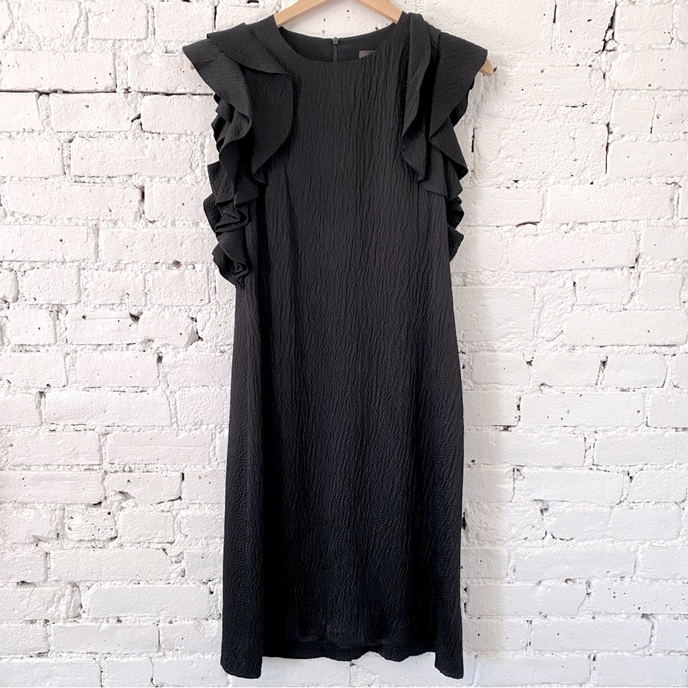 MaxMara architectural detail black silk dress, size 8